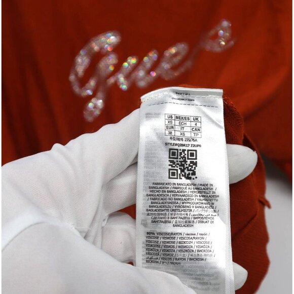 Y2K Guess Los Angeles Womens Orange XS Knit Sweater Rhinestone Mesh Tomato Girl - Picture 7 of 9